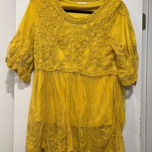 Yellow Lace Embroidered Blouse